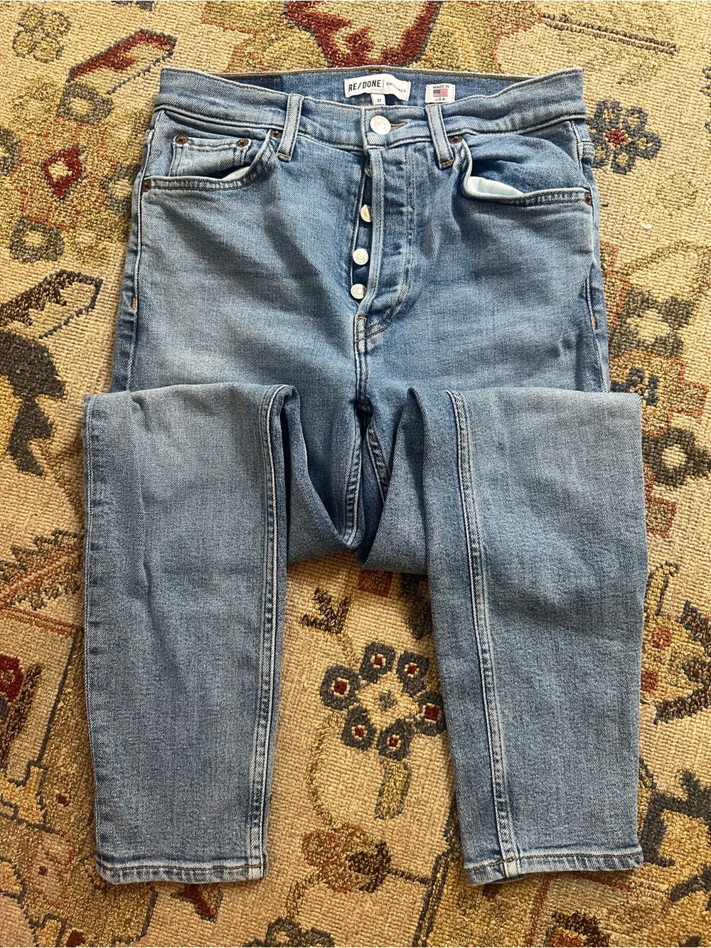 Redone Button Fly Light Wash Skinny Jeans sz 27